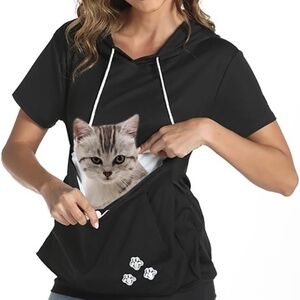 Pet Carrier Cat/Dog Pouch Hoodie Pullover Short Sleeve T-Shirt Size Large